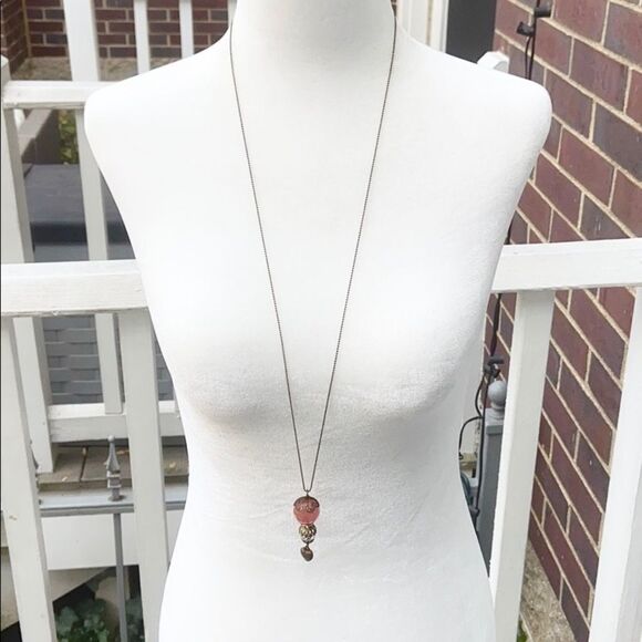Jamie Pink Pendant Long Necklace - Picture 1 of 6